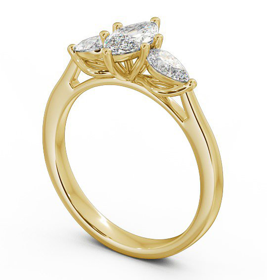 Three Stone Marquise and Pear Diamond Trilogy Ring 18K Yellow Gold TH33_YG_THUMB1 