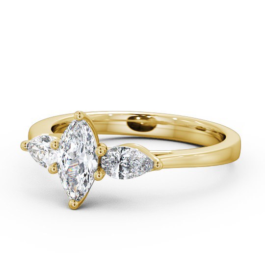 Three Stone Marquise and Pear Diamond Trilogy Ring 18K Yellow Gold TH33_YG_THUMB2 