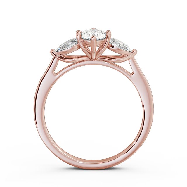 Three Stone Oval Diamond Ring 9K Rose Gold - Geneva TH34_RG_UP
