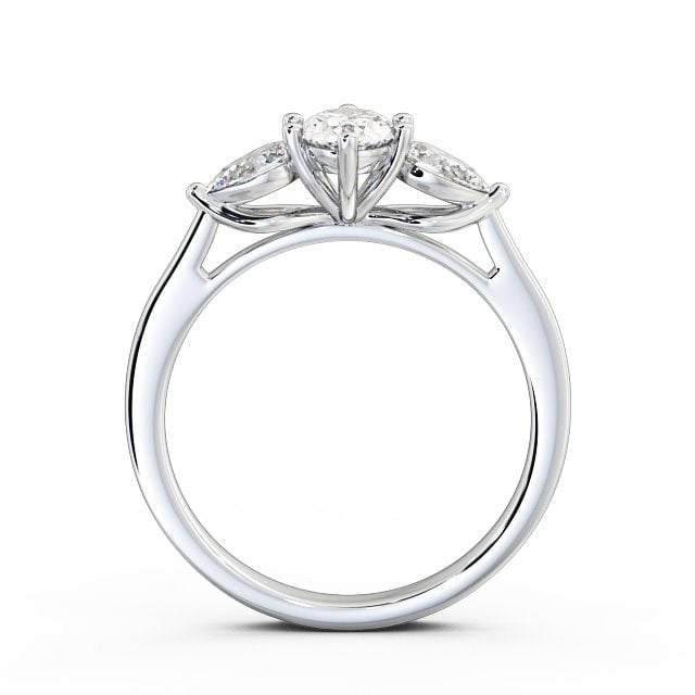 Three Stone Oval Diamond Ring 9K White Gold - Geneva TH34_WG_UP
