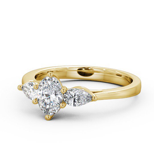 Three Stone Oval and Pear Diamond Trilogy Ring 18K Yellow Gold TH34_YG_THUMB2 