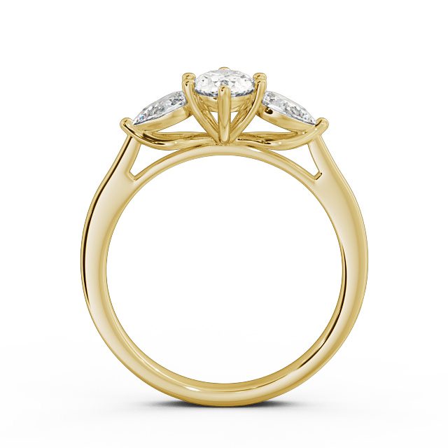 Three Stone Oval Diamond Ring 18K Yellow Gold - Geneva TH34_YG_UP