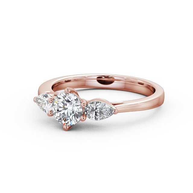 Three Stone Round Diamond Ring 9K Rose Gold - Juliet TH35_RG_FLAT
