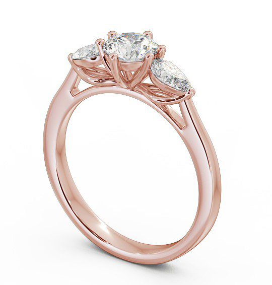 Three Stone Round and Pear Diamond Trilogy Ring 9K Rose Gold TH35_RG_THUMB1