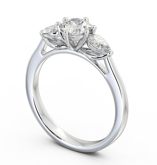 Three Stone Round and Pear Diamond Trilogy Ring Platinum TH35_WG_THUMB1