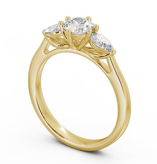 Three Stone Round and Pear Diamond Trilogy Ring 18K Yellow Gold TH35_YG_THUMB1 