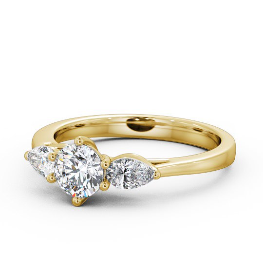 Three Stone Round and Pear Diamond Trilogy Ring 18K Yellow Gold TH35_YG_THUMB2 