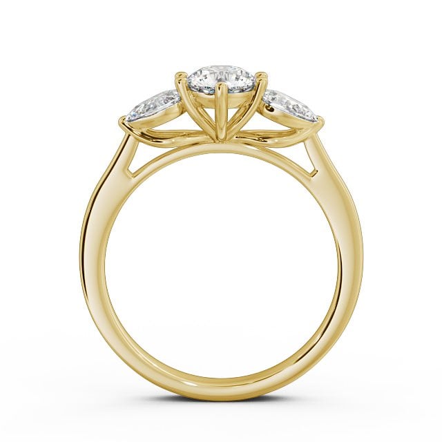 Three Stone Round Diamond Ring 18K Yellow Gold - Juliet TH35_YG_UP