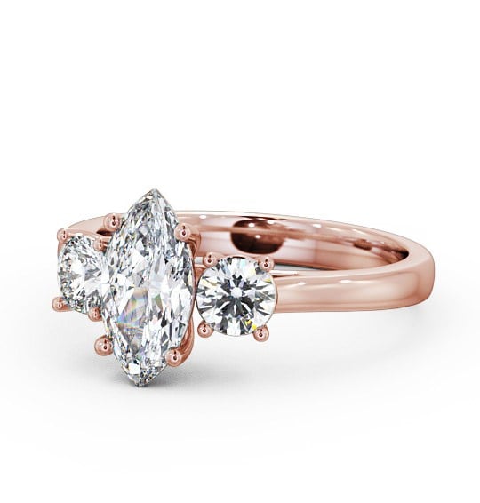Three Stone Marquise and Round Diamond Trilogy Ring 18K Rose Gold TH36_RG_THUMB2 