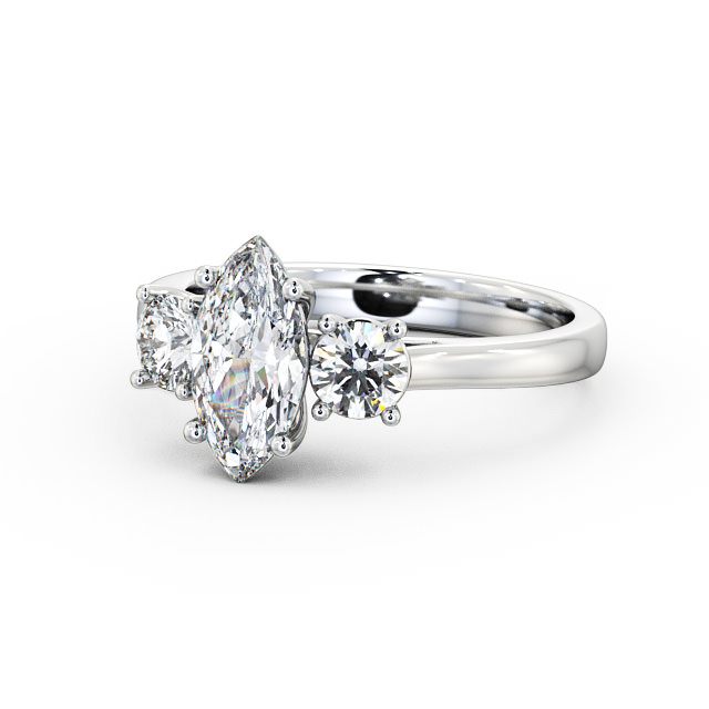 Three Stone Marquise Diamond Ring Palladium - Cherine TH36_WG_FLAT