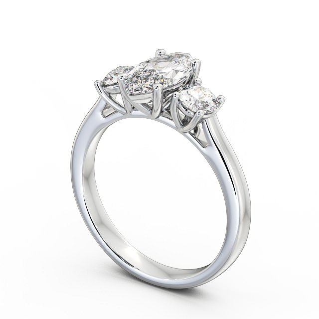 Three Stone Marquise Diamond Ring Palladium - Cherine TH36_WG_SIDE