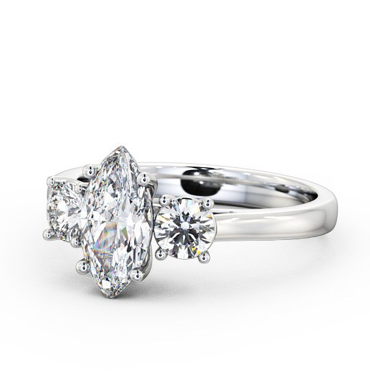 Three Stone Marquise and Round Diamond Trilogy Ring 18K White Gold TH36_WG_THUMB2 