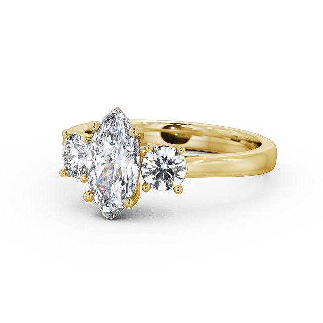 Three Stone Marquise Diamond Ring 18K Yellow Gold - Cherine TH36_YG_FLAT