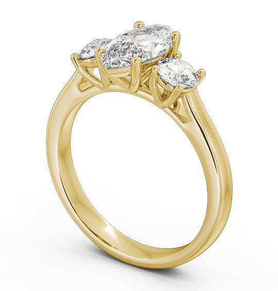 Three Stone Marquise and Round Diamond Trilogy Ring 18K Yellow Gold TH36_YG_THUMB1 