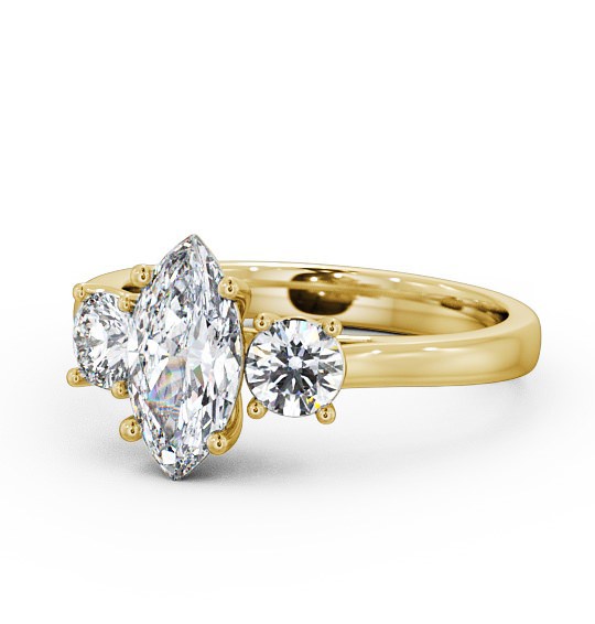 Three Stone Marquise and Round Diamond Trilogy Ring 9K Yellow Gold TH36_YG_THUMB2 