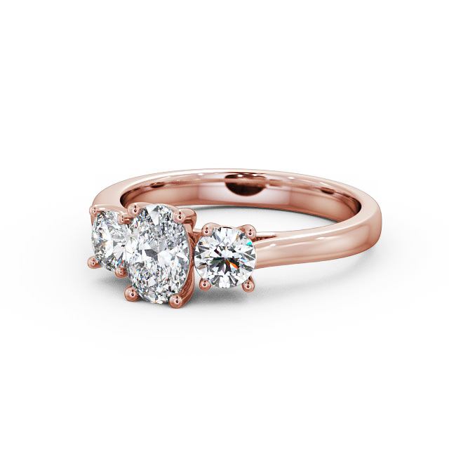 Three Stone Oval Diamond Ring 9K Rose Gold - Aurelia TH37_RG_FLAT
