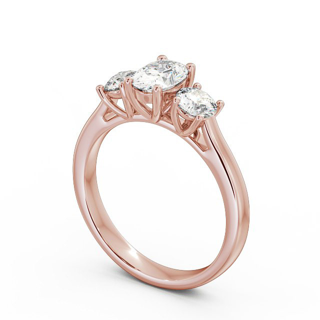 Three Stone Oval Diamond Ring 18K Rose Gold - Aurelia TH37_RG_SIDE