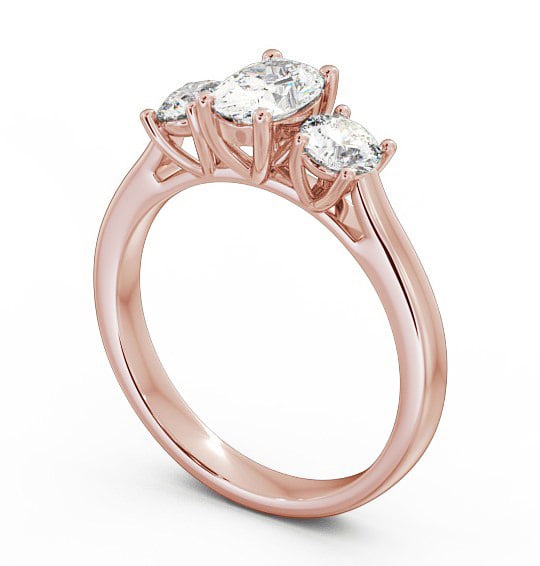 Three Stone Oval Diamond Ring 9K Rose Gold - Aurelia TH37_RG_THUMB1