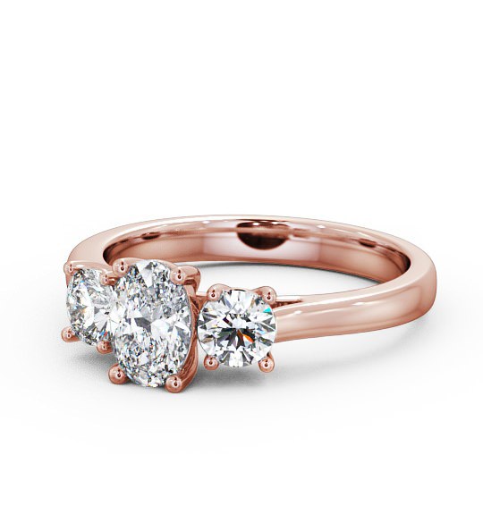 Three Stone Oval and Round Diamond Trilogy Ring 18K Rose Gold TH37_RG_THUMB2 