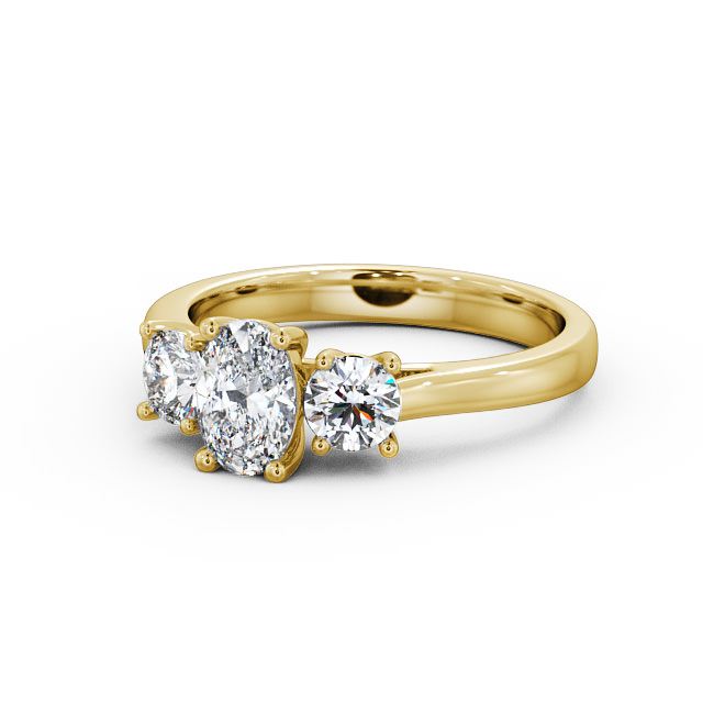 Three Stone Oval Diamond Ring 9K Yellow Gold - Aurelia TH37_YG_FLAT