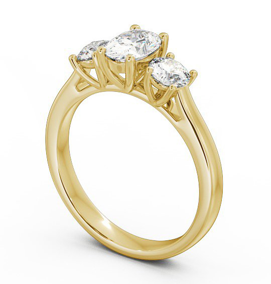 Three Stone Oval and Round Diamond Trilogy Ring 18K Yellow Gold TH37_YG_THUMB1