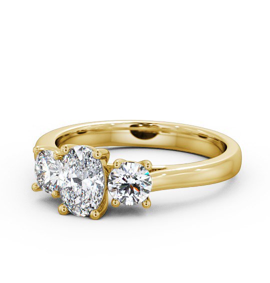 Three Stone Oval and Round Diamond Trilogy Ring 18K Yellow Gold TH37_YG_THUMB2 