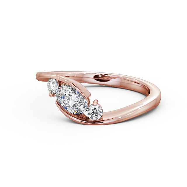 Three Stone Oval Diamond Ring 18K Rose Gold - Berlise TH38_RG_FLAT