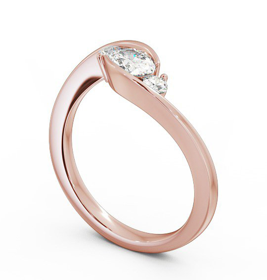 Three Stone Oval and Round Diamond Sweeping Band Ring 18K Rose Gold TH38_RG_THUMB1