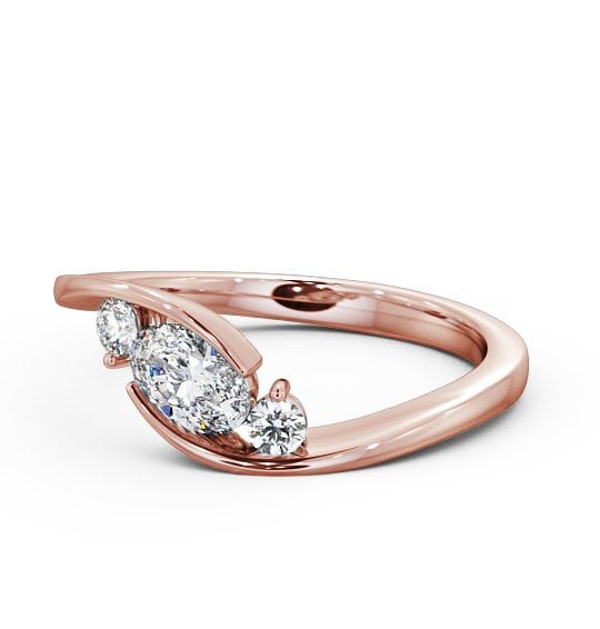 Three Stone Oval and Round Diamond Sweeping Band Ring 9K Rose Gold TH38_RG_THUMB2 