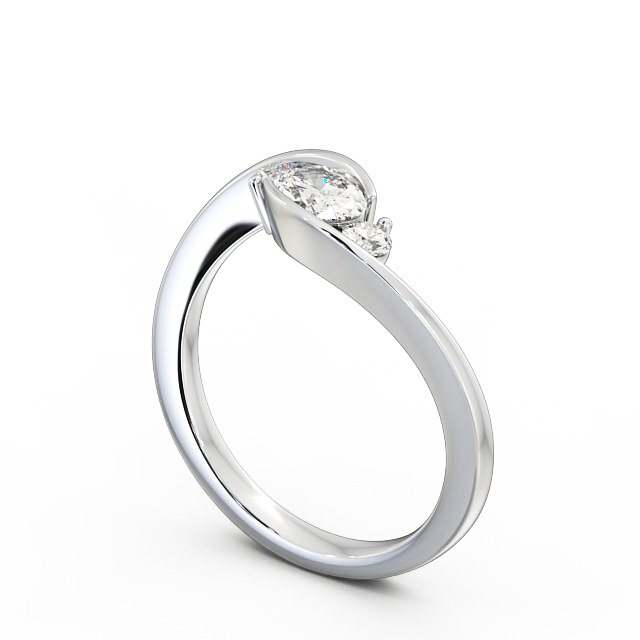 Three Stone Oval Diamond Ring 18K White Gold - Berlise TH38_WG_SIDE