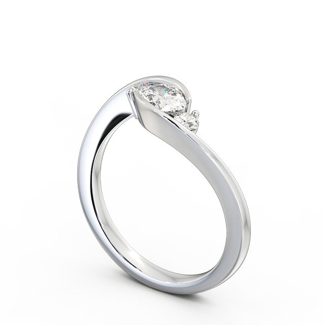 Three Stone Oval Diamond Ring Platinum - Berlise TH38_WG_SIDE