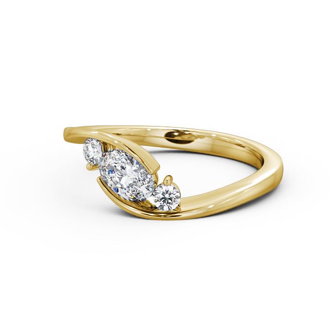 Three Stone Oval Diamond Ring 18K Yellow Gold - Berlise TH38_YG_FLAT