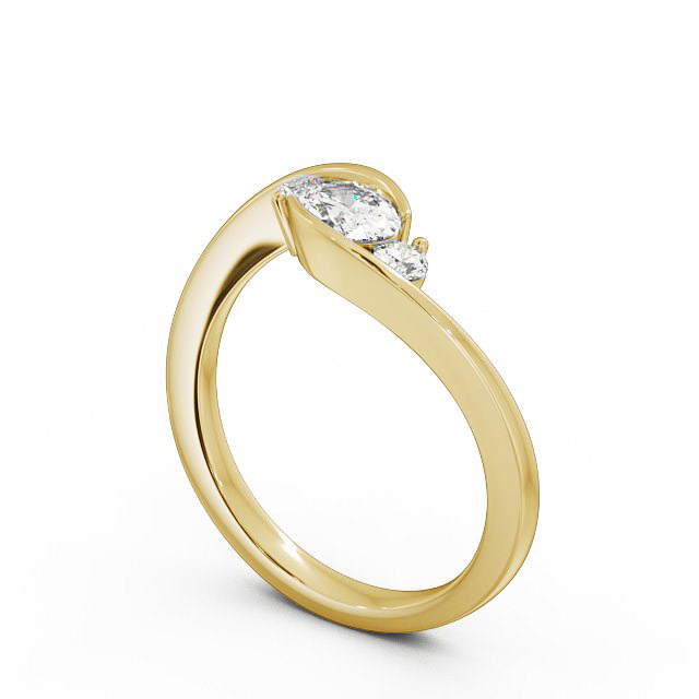 Three Stone Oval Diamond Ring 18K Yellow Gold - Berlise TH38_YG_SIDE