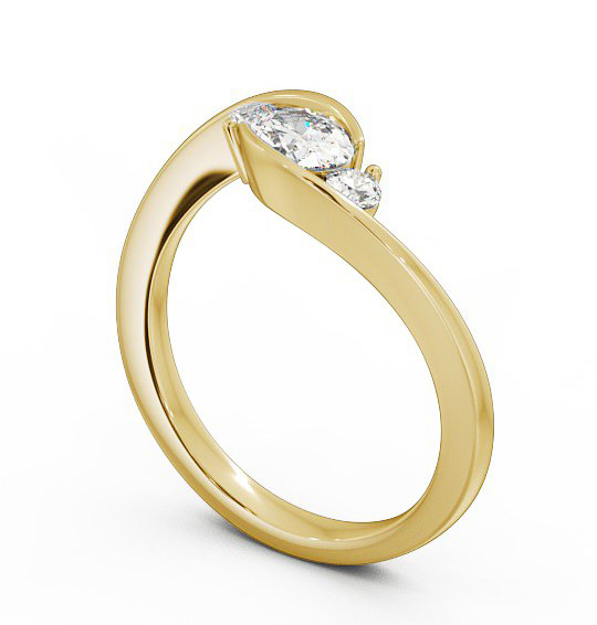 Three Stone Oval and Round Diamond Sweeping Band Ring 18K Yellow Gold TH38_YG_THUMB1 