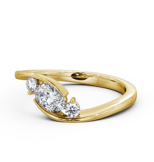  Three Stone Oval Diamond Ring 18K Yellow Gold - Berlise TH38_YG_THUMB2 