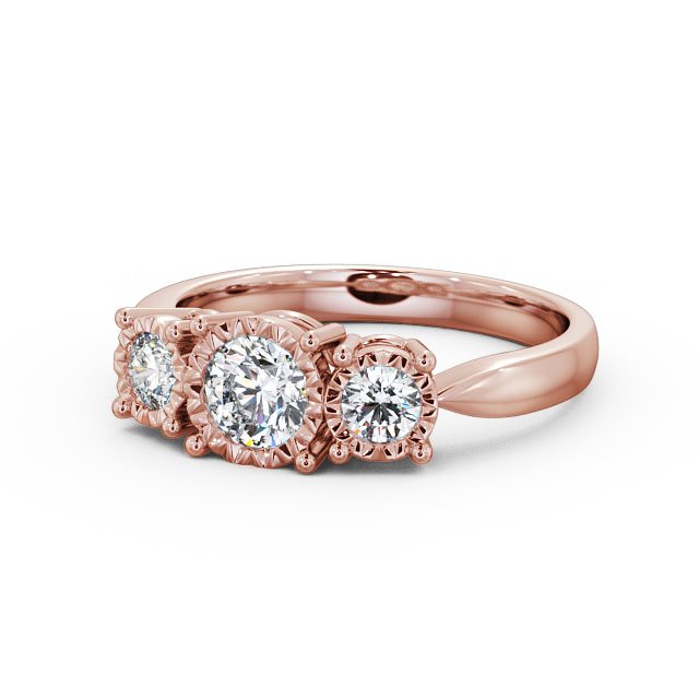 Three Stone Round Diamond Ring 9K Rose Gold - Ciara TH39_RG_FLAT