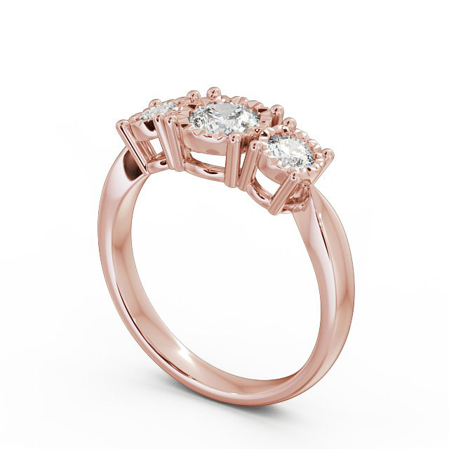Three Stone Round Diamond Ring 9K Rose Gold - Ciara TH39_RG_SIDE