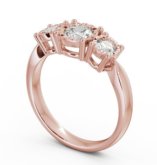 Three Stone Round Diamond Illusion Setting Style Ring 9K Rose Gold TH39_RG_THUMB1 