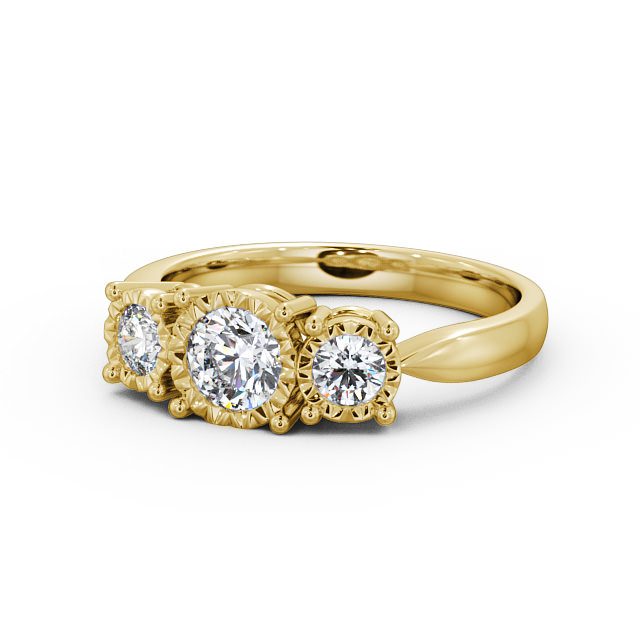 Three Stone Round Diamond Ring 18K Yellow Gold - Ciara TH39_YG_FLAT