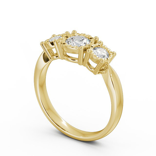 Three Stone Round Diamond Ring 18K Yellow Gold - Ciara TH39_YG_SIDE