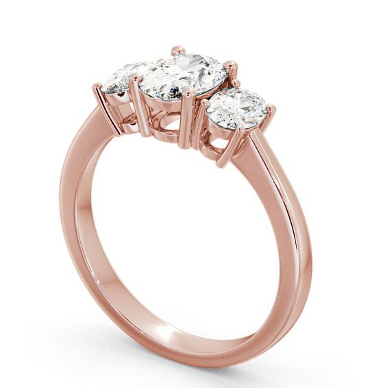Three Stone Oval Diamond Ring 18K Rose Gold - Belford TH3_RG_THUMB1