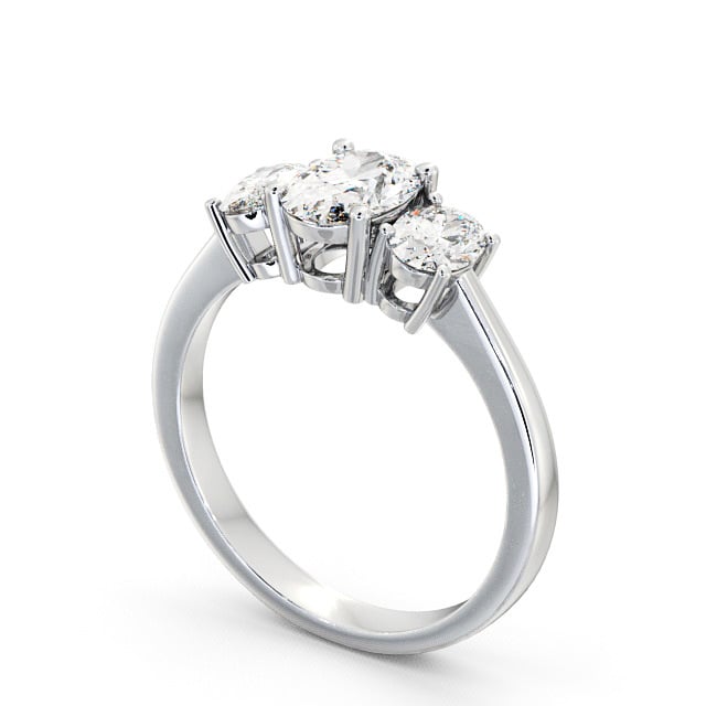Three Stone Oval Diamond Ring Platinum - Belford TH3_WG_SIDE