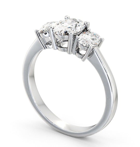 Three Stone Oval Diamond Ring Platinum - Belford TH3_WG_THUMB1