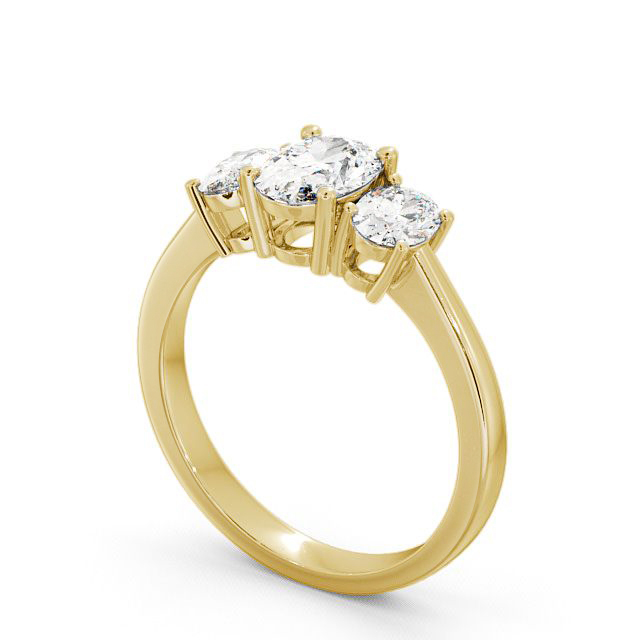 Three Stone Oval Diamond Ring 18K Yellow Gold - Belford TH3_YG_SIDE