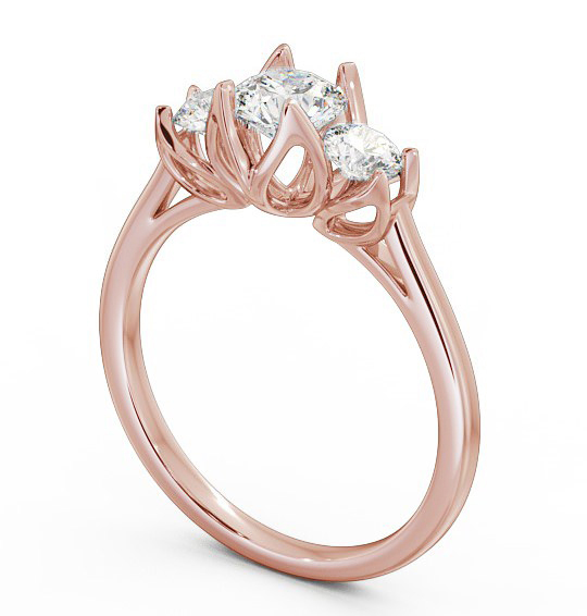 Three Stone Round Diamond Leaf Shaped Prongs Ring 9K Rose Gold TH40_RG_THUMB1 