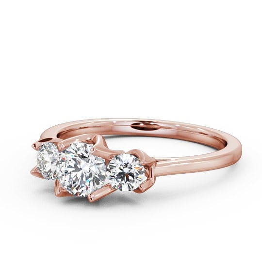 Three Stone Round Diamond Leaf Shaped Prongs Ring 9K Rose Gold TH40_RG_THUMB2 