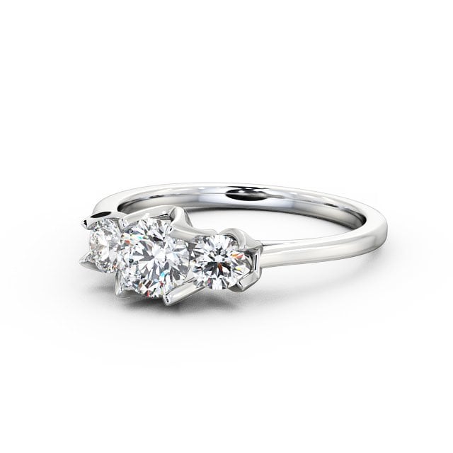 Three Stone Round Diamond Ring Palladium - Esther TH40_WG_FLAT