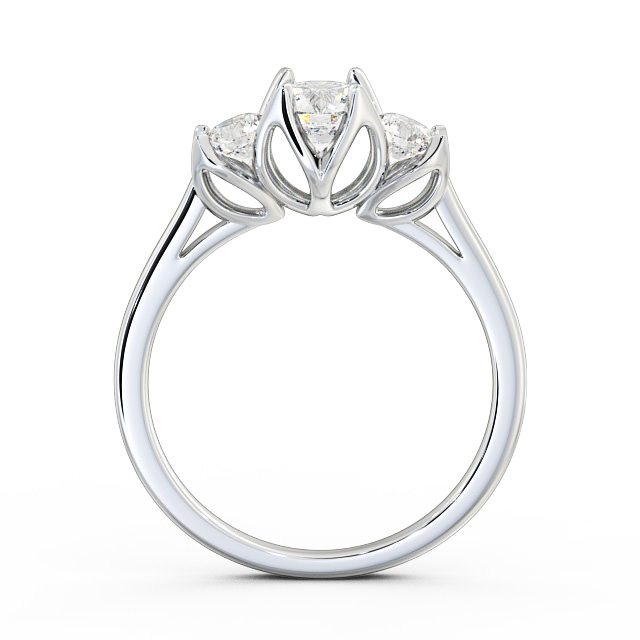 Three Stone Round Diamond Ring 9K White Gold - Esther TH40_WG_UP