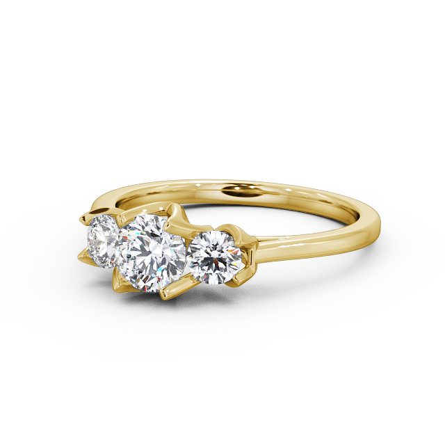 Three Stone Round Diamond Ring 18K Yellow Gold - Esther TH40_YG_FLAT