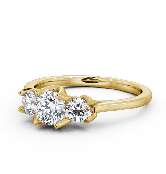 Three Stone Round Diamond Leaf Shaped Prongs Ring 18K Yellow Gold TH40_YG_THUMB2 